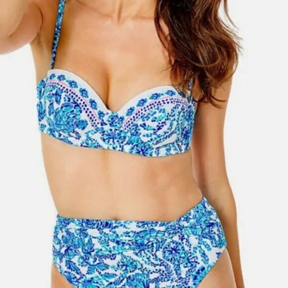LILLY PULITZER Turquoise Oasis Shell Me You Love Me Engineered Bikini Top 10 - Picture 1 of 10